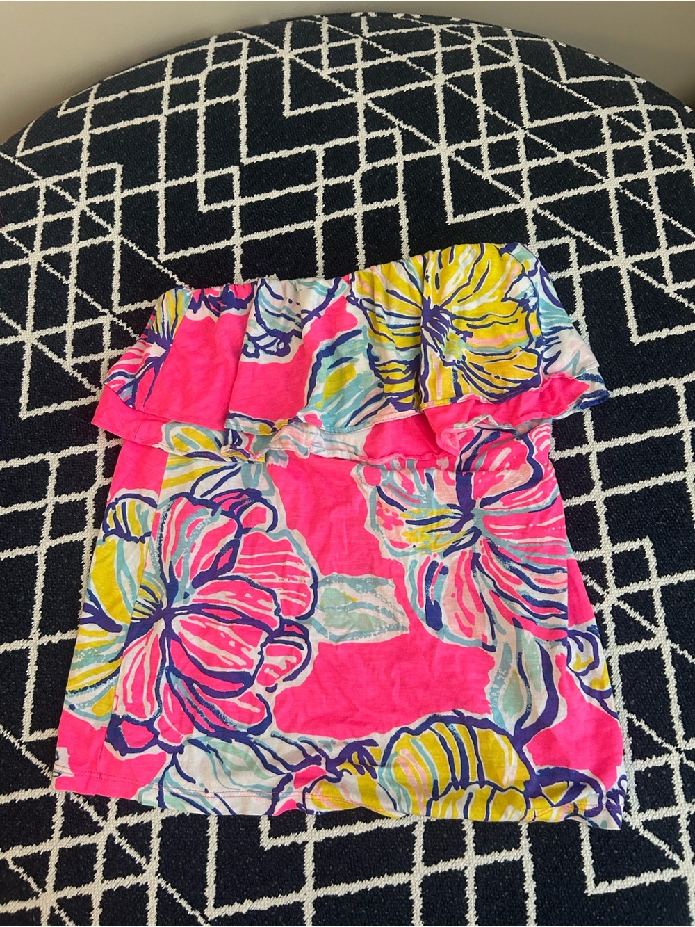 Lilly Pulitzer Neon Pink Floral Strapless Tube Top size small